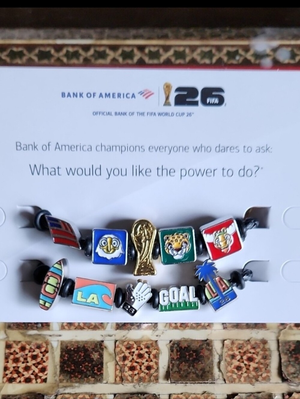 Official FIFA World Cup BofA 2026 Souvenir Enamel Charm Bracelet Small ~7.5 Inch
